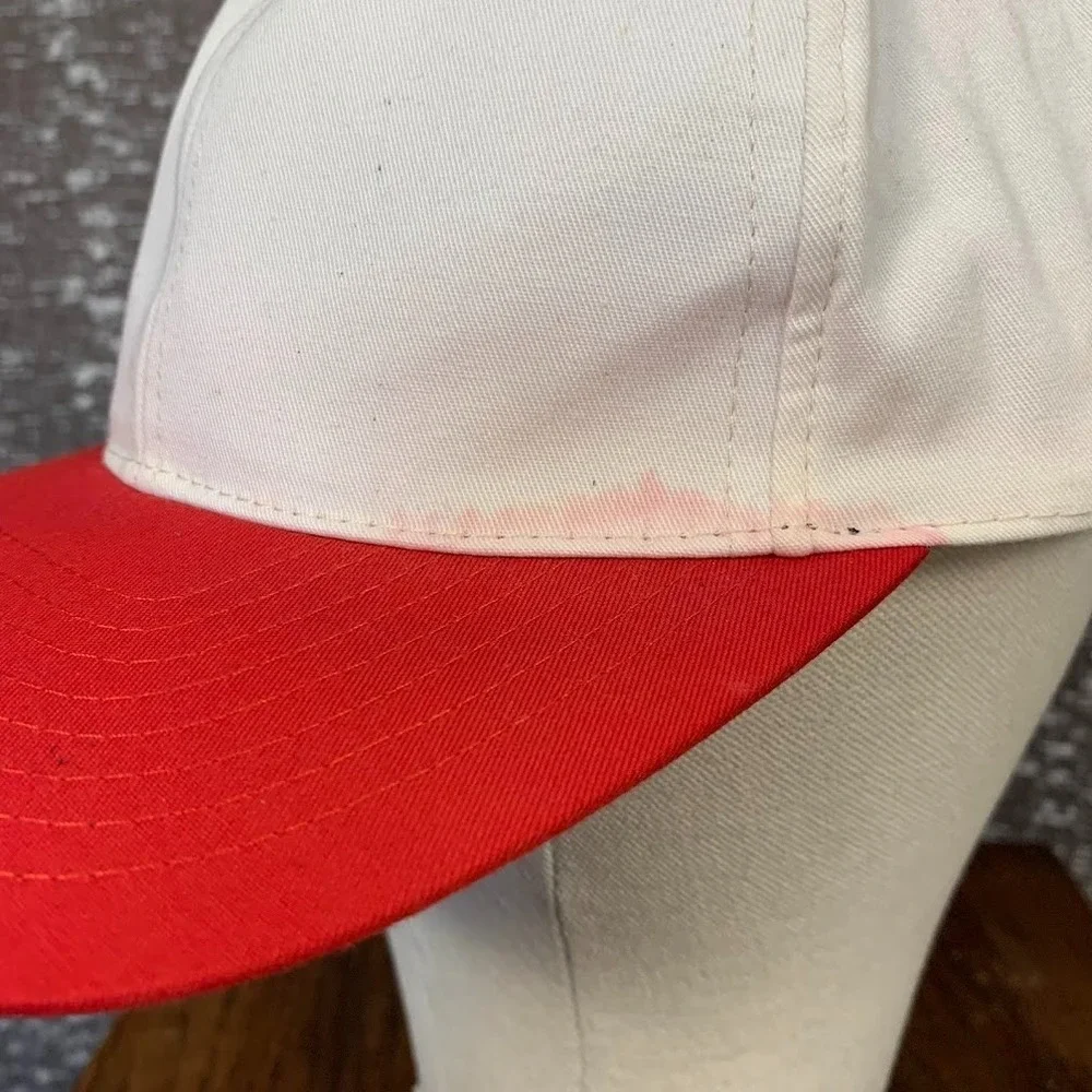 Vintage‎ Headmost Blank Red & White Snapback Cap Hat